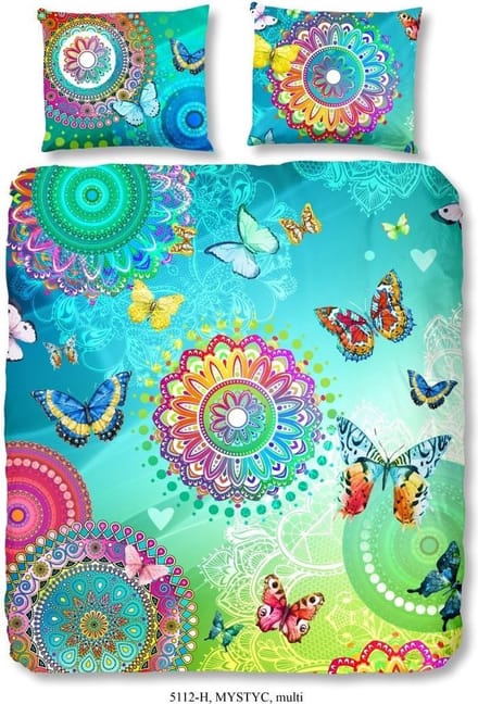 Hip Dekbedovertrek Mystic - 200x200/220 - Katoensatijn - Vlinders - Multi Kleur