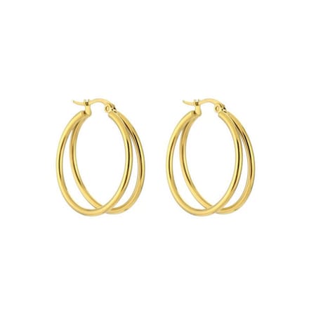 Bijoutheek Oorringen Dubbel Hoop Goud