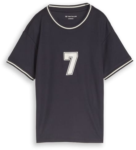 Tom Tailor - T-shirt met print op de rug - Maat 128/134 - coal grey