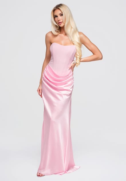 LARICA Jurk - Strapless - Rits - Effen Roze M