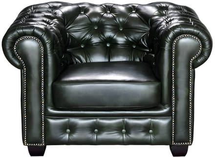 Vente-unique Fauteuil chesterfield BRENTON 100% buffelleer - empire groen