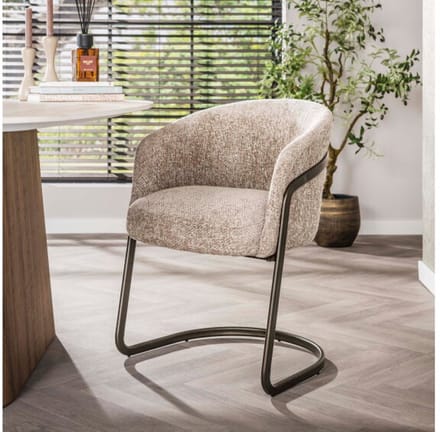 Eetkamerstoel Sway Hoven - buisframe bruin - zand - eetkamerstoelen set van 2