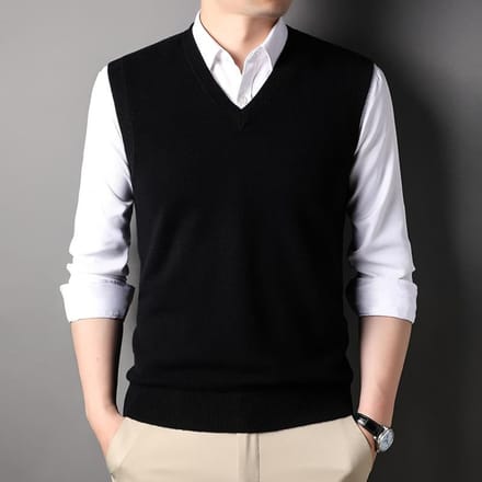 Pull sans manches pour homme, couleur unie, chaud, col en V, nouvelle collection automne et hiver 4XL white