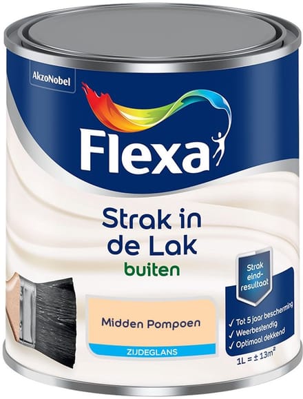 Flexa - Strak In De Lak Buitenlak Zijdeglans - Midden Pompoen - Mengverf - 1 L