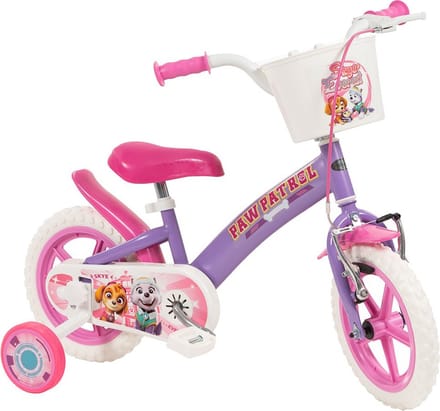 Vélo pour enfants Paw Patrol 12 pouces pour filles de 3 à 5 ans violet