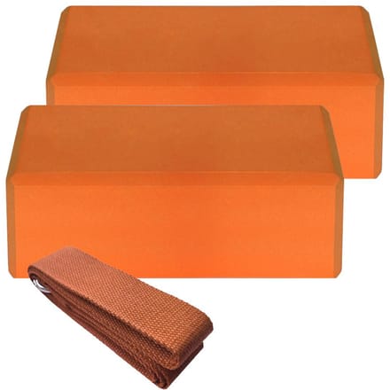 Blocs de Yoga EVA 2 pièces, 1 pièce, sangles de Yoga en coton, blocs de stabilité, ensemble de sangles de Yoga orange