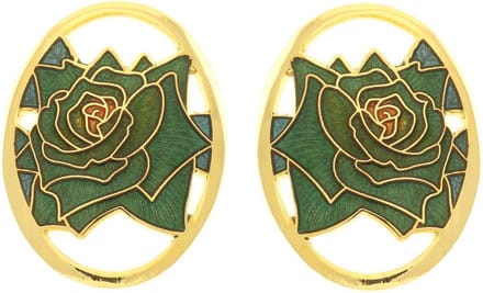 Behave - Oorclips dames - roosmotief - groen - 3 cm