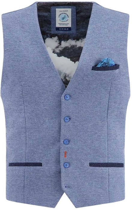 A Fish Named Fred gilets blauw gemeleerd normale fit