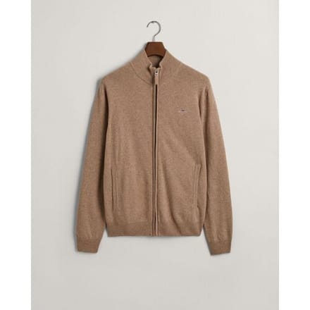 Gant Vest Superfine Lambswool Zip Cardigan Dark Sand Melange / male