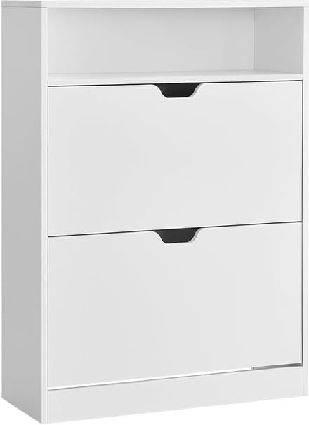 MAZAZU - Schoenenkast - 2 Klapdeuren - Halmeubel - Wit - 80x24x102