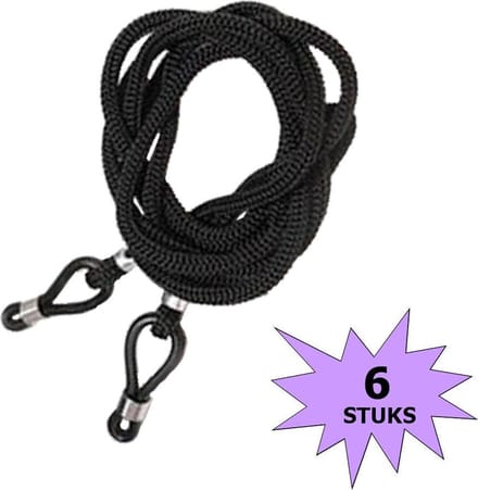 Fako Bijoux® - Brillenkoordjes - Brilkoord - 6 Stuks - Zwart