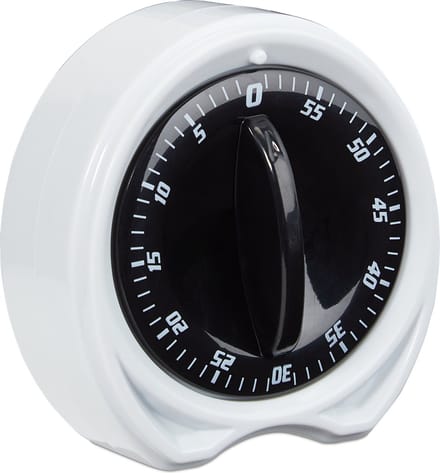 kookwekker - 1 uur interval - ringend geluid - mechanisch - 8 cm - wit-zwart
