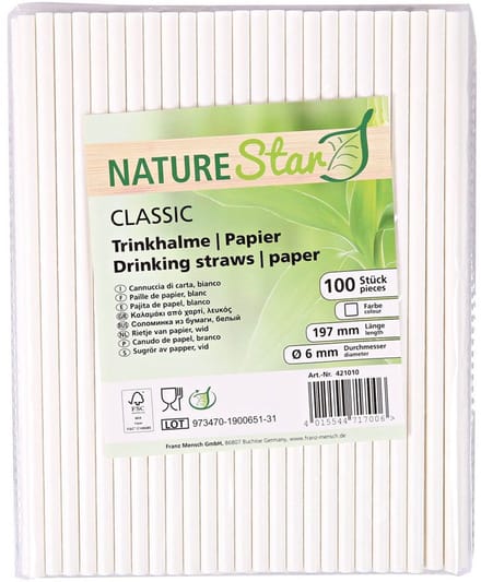 NATURE Star papieren rietjes classic wit 197mm