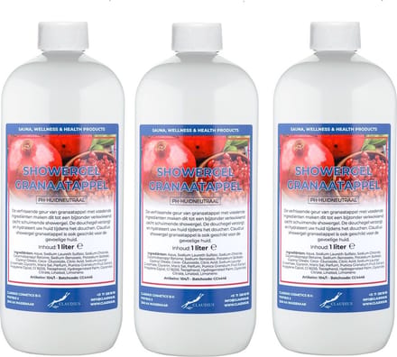 Claudius Douchegel Granaatappel 1 liter - set van 3 stuks - Showergel