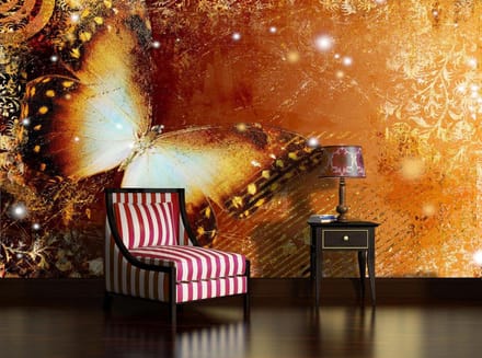 Butterfly gold wallcovering