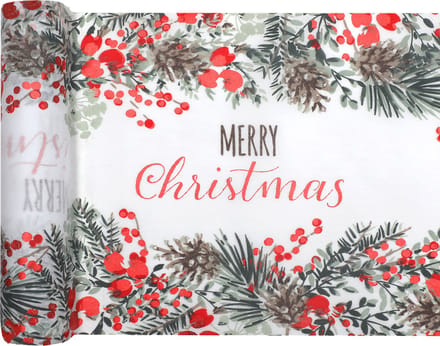 Tafelloper kerst "Merry Christmas" 28.5cm x 2.5 meter - tafelkleed - kersttafel - kerstfeest
