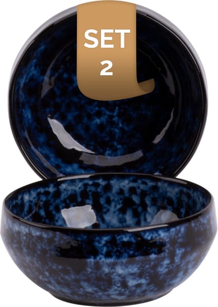 Palmer - Schaal - Kom - Bama Blue - 65 cl - 15 cm - Blauw - Stoneware - Bordenset - 2 stuks