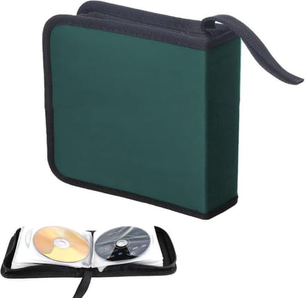 Groene CD-opbergtas voor 40 schijven, ideaal voor CD's en DVD's in auto en huis, compacte opslagoplossing