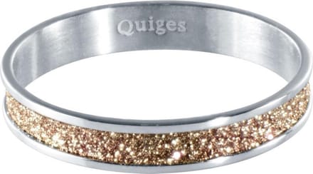 Quiges Stapelring Dames - Vulring Bruin Glitter - RVS Zilverkleurig - Maat 22 - Hoogte 4mm
