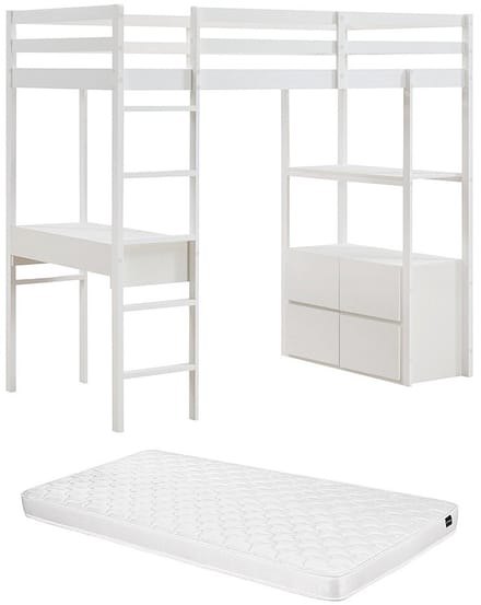 Vente-unique Hoogslaper hout wit 90 x 190 cm