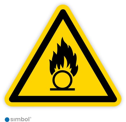 Simbol® - Stickers Oxiderende stoffen (W028) - Formaat ▲ 5 x 5 x 5 cm.