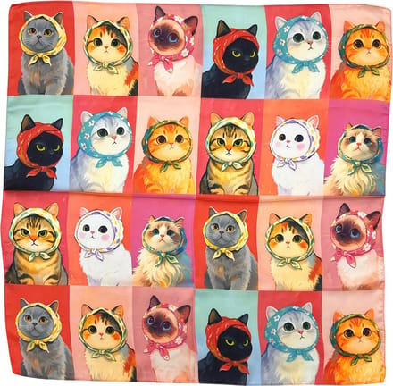Kattenprint Sjaal - Zijde - Koraal - 70 x 70 cm
