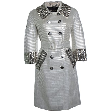 Burberry, zilverkleurige metallic trenchcoat