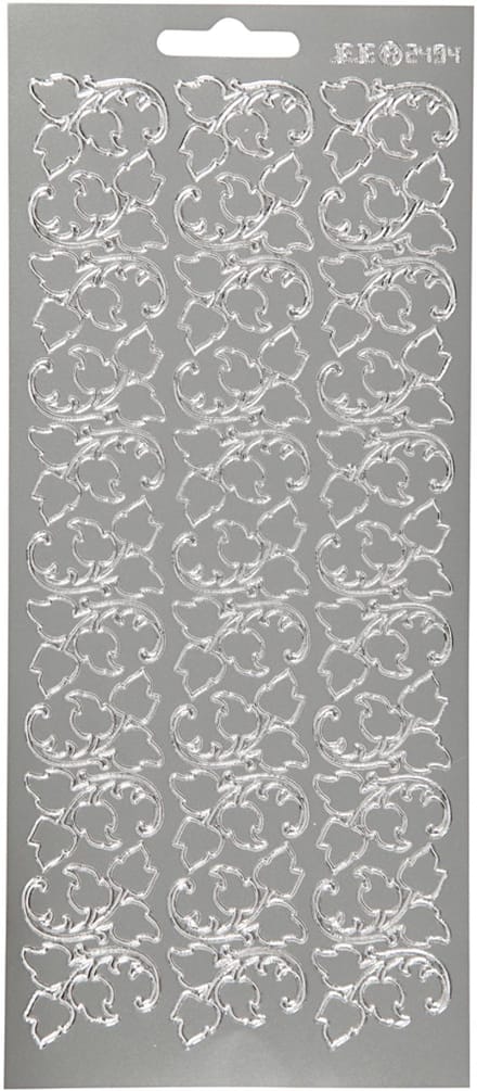 Stickers, bladeren, vel 10x23 cm, zilver, 1 vel