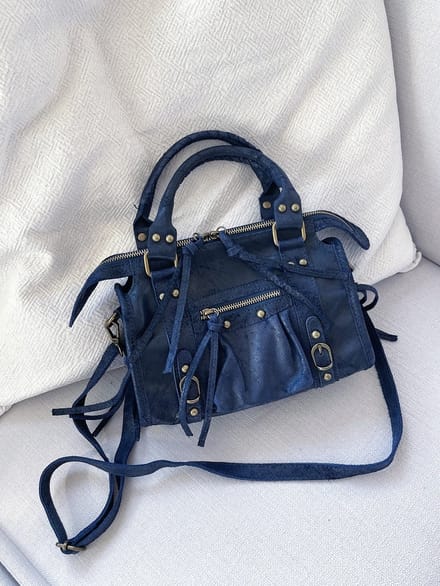 Handtas - Rina - Spazzolato - Echt leer - Navy Blauw