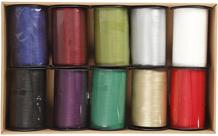 Cadeaulint - Assortiment, b: 10 mm, kleuren assorti, mat, 10x250 m