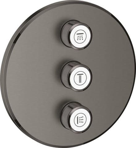 GROHE Grohtherm SmartControl - Drievoudig opbouwdeel - Volume (stopkraan) - Rond - Hard Graphite geborsteld (mat antraciet)