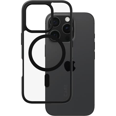 CARE by PanzerGlass Flagship Case - Transparant Urban Combat w. - Zwart Frame & MagSafe iPhone 16 Pro