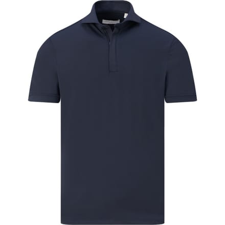 John Miller Polo Slim Plain Hyperstretch Short Sleeve Zip Collar Donker Blauw / male