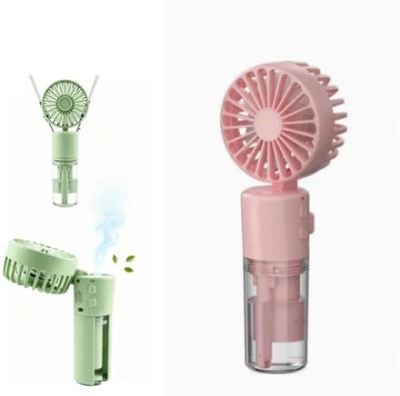Handventilator met waterkoeling, draagbare miniventilator, zakventilator met vier snelheden, opvouwbare USB-ventilator, roze