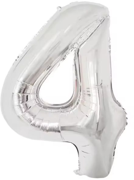 New Age Devi - Cijferballon - Folieballon - 70cm - Zilver - Cijfer 4