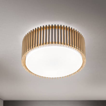 ORION Plafondlamp Tarta, Ø 40 cm, hout, textieldiffusor, 3 x E27