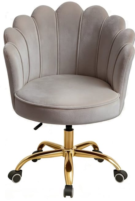 Russle Velvet Schelp Bureaustoel Taupe met Goudkleurig onderstel