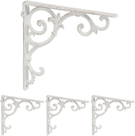 plankdrager - set van 4 - 24,5 cm - gietijzer - wit