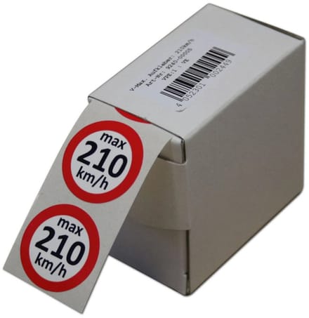 Snelheidsstickers voor winterbanden in dispenserdoosje / 100 st. - T: max. 190 km/h