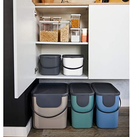 Afvalscheidingssystemen Set van 3 - 25 liter - Antraciet, Blauw, Cappuccino