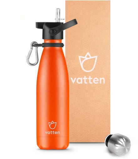 Vatten® Premium RVS Thermosfles - 500 ml - Oranje - Waterfles met Rietje