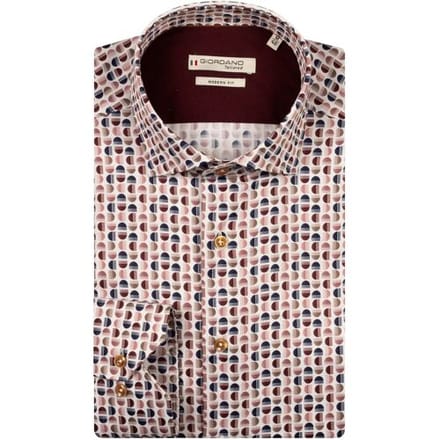 Giordano Overhemd Maggiore Satin Stretch Graphic Pattern Deep Mauve-Multi / male