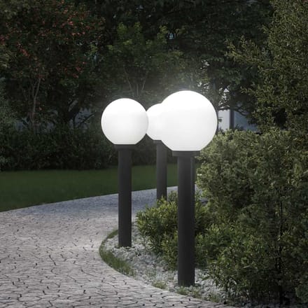 vidaXL Bolderverlichting 3 stuks 80 cm Zwart IP44