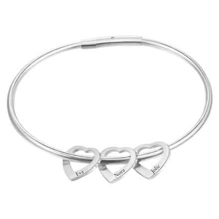 Bangle met 3 Hartjes Zilver