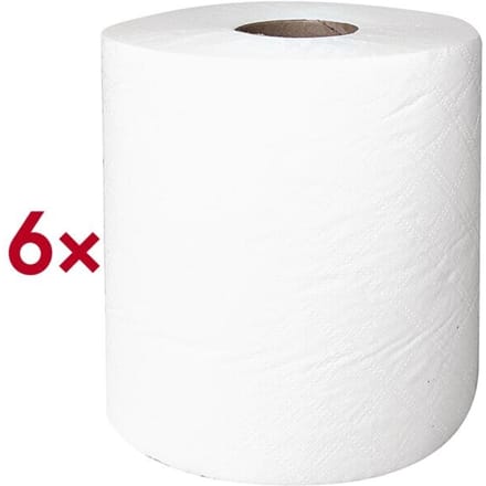 Papieren handdoekjes WIPEX® 3473, 2-laags, zeer absorberend, 100% cellulose, spierwit, 6 rollen van elk 450 vellen