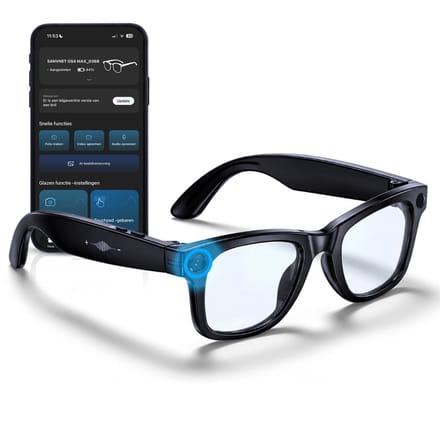 Camera bril – Slimme bril met camera – Smart glasses met NL-app, speaker – Lichtgewicht 42g – Smart bril / bril camera