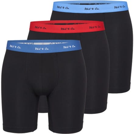 Phil & Co Boxershorts Heren Met Lange Pijpen Boxer Briefs 3-Pack Zwart - Maat L