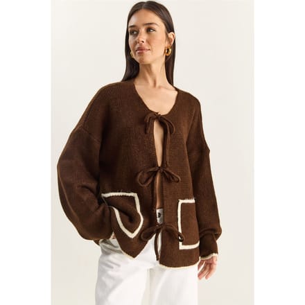 Oversized Gebreide Cardigan met Striksluiting