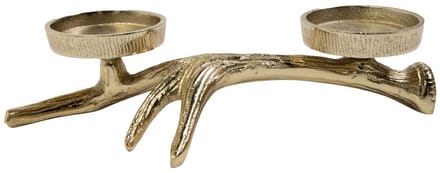 Waxinelicht -theelicht Standaard gewei 2 goud 7,5x28x17cm