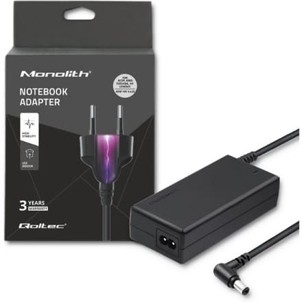 Qoltec laptopvoeding 65W |   19V |   3.42A |   5.5*2.5 |   Stroomkabel